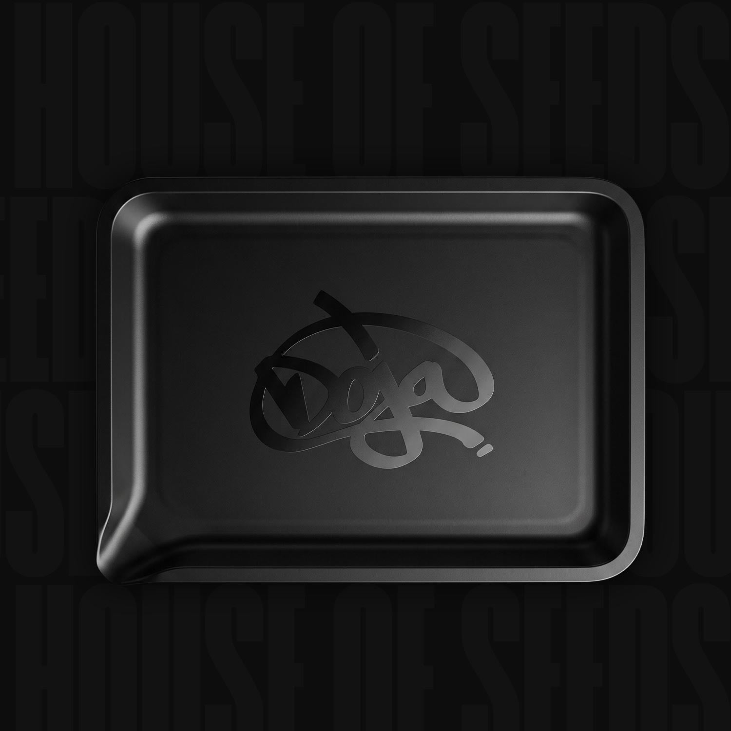 Das Doja-Drehblech ist in der Mitte mit einem stilisierten schwarzen Doja-Logo verziert, das sich vor einem dunklen Hintergrund abhebt.