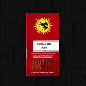 Rote Zkittlez OG Auto Samenpackung von Barney's Farm mit Sonnenlogo und goldenem Text.